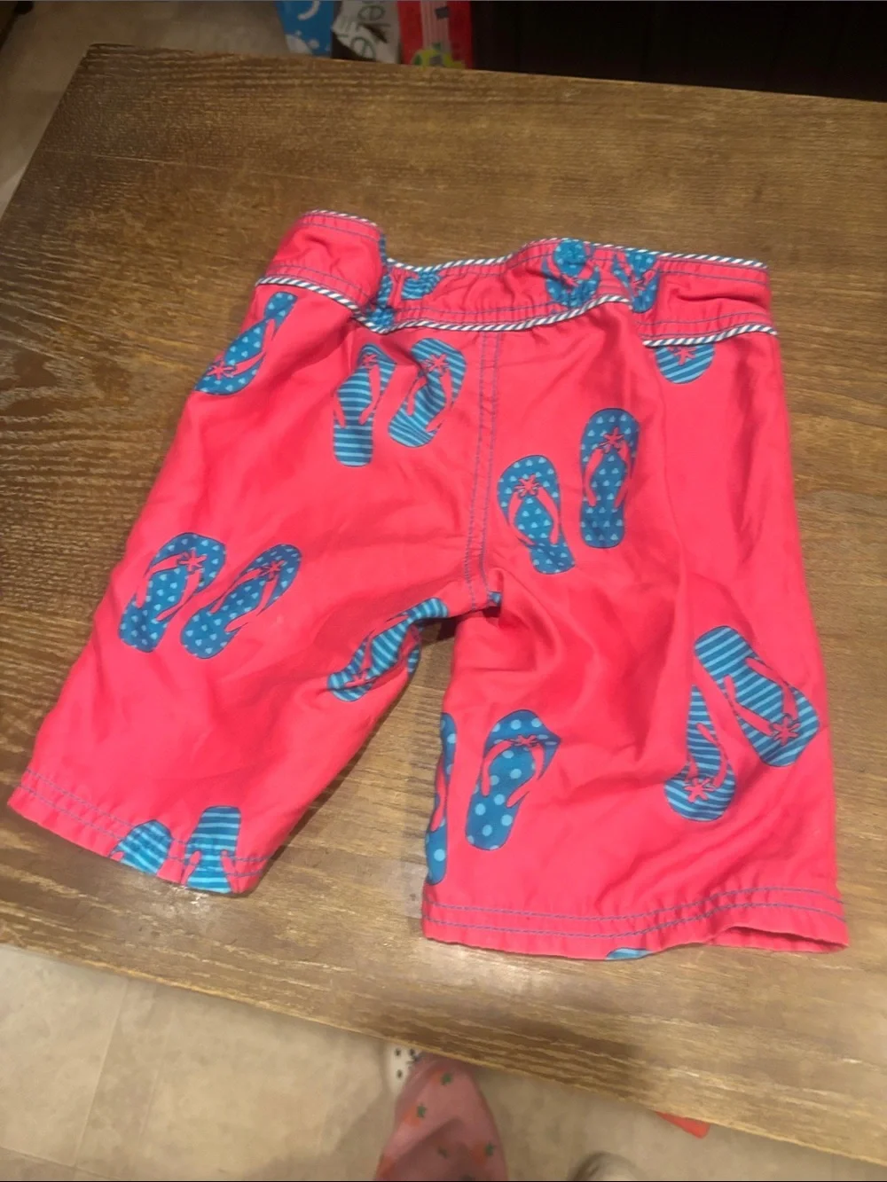 Old Navy Red Swim Shorts with Blue Flip-Flop Print